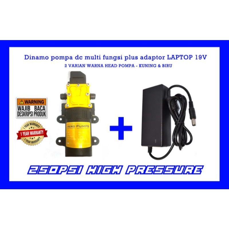 Ongkir 1kg pompa air dc 12v 250 psi + adaptor 15V cuci mobil motor ac