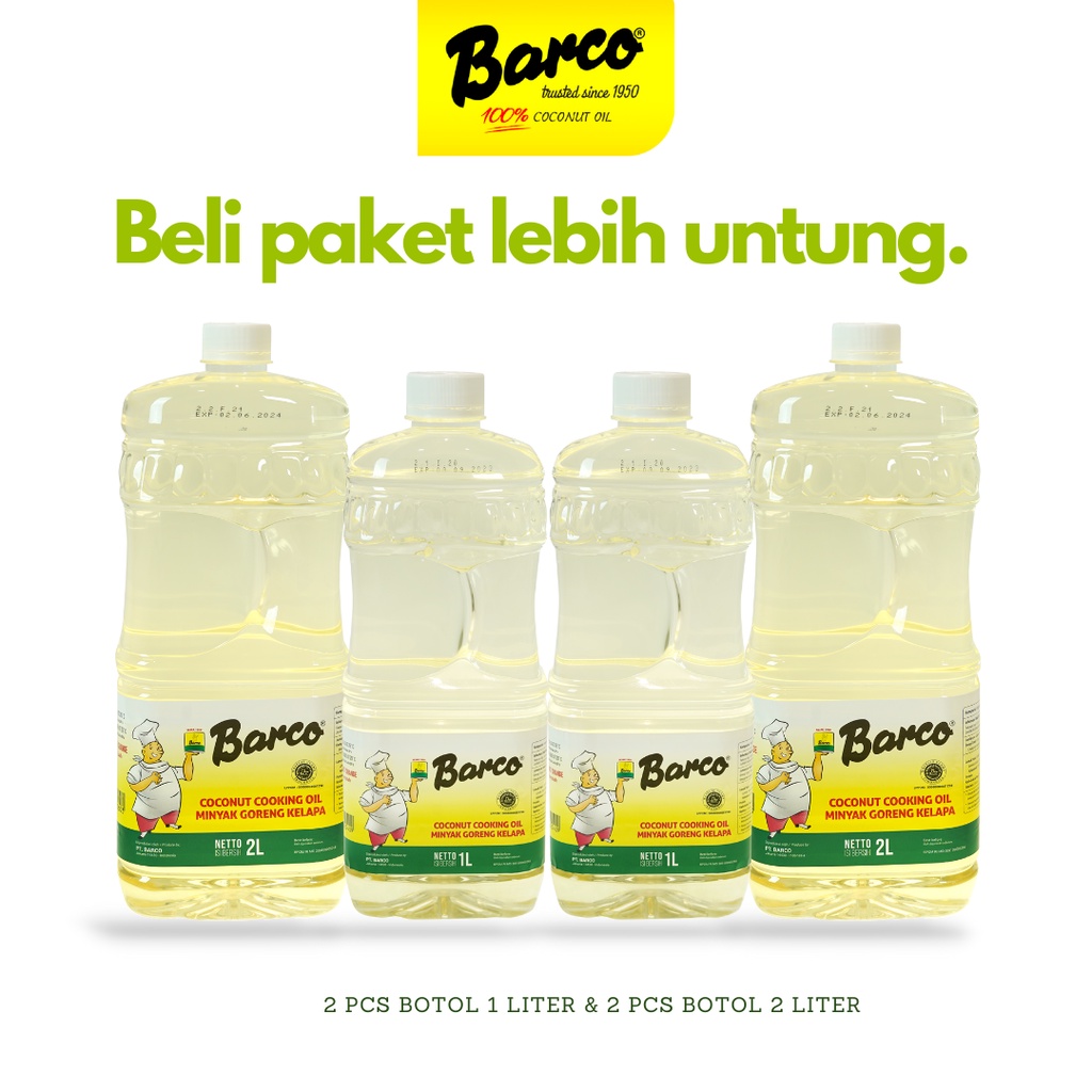

Promo!! Minyak Goreng Kelapa "Barco" Botol 1 Ltr (2 Pcs) & 2 Ltr (2 Pcs)