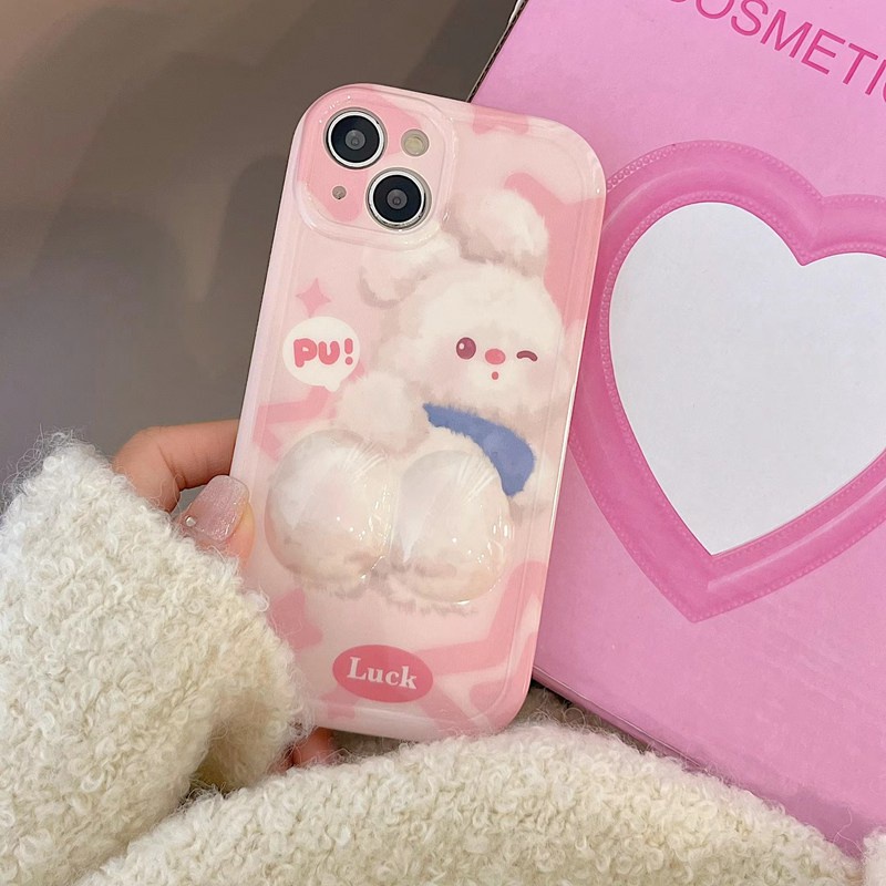 Pinch Plush Bunny Backside Soft Case HP iP iPhone 14 Plus 11 12 13 Pro Max New Casing Apple