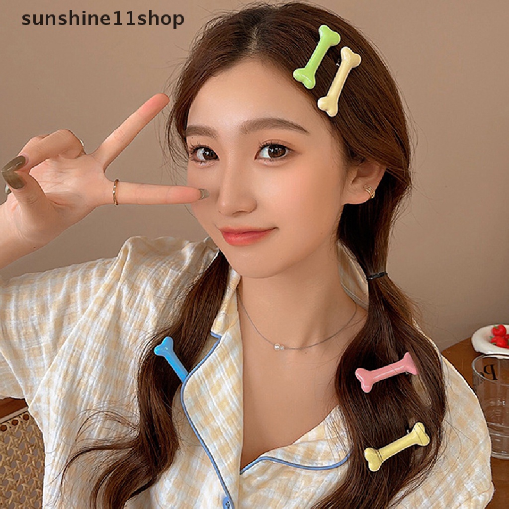 Sho 2Pcs Cream Bone Hair Clip Lolita Jepit Rambut Gadis Hati Duckbill Klip Hiasan Kepala N