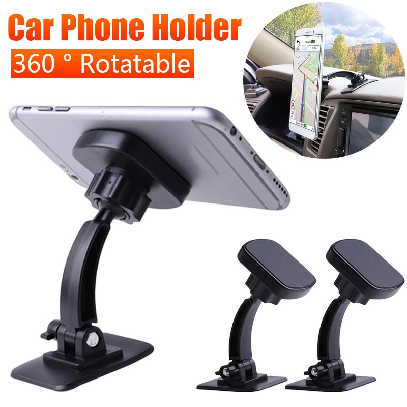 Stand Handphone Mobil Magnetic Phone Adjustable Holder360° Rotating Dashboard Mount Bracket Multifungsi Self-adhesived Universal Magnet Braket GPS Aksesoris Mobil