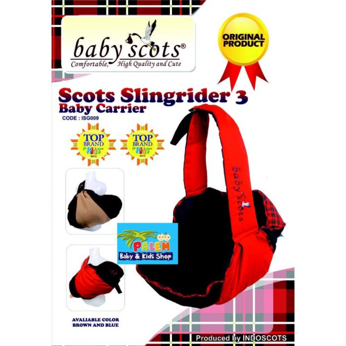 BABY SCOTS Gendongan Samping Baby Scots Reguler - Sling Rider ISG009 - coklat kotak