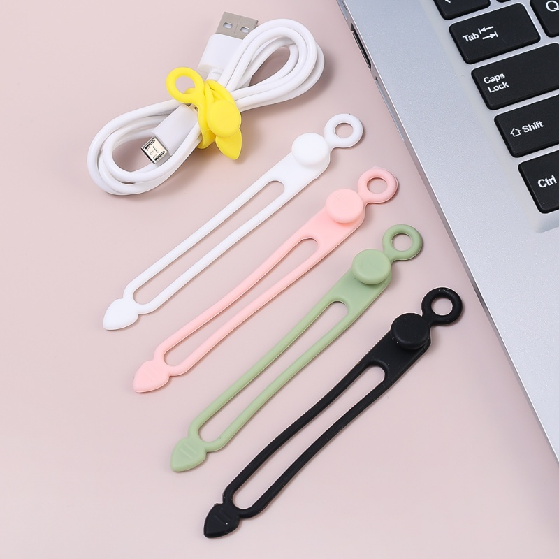 1pc Klip Tali Kabel Silikon/Kawat Organizer Kabel Data Reusable Bentuk Hati Line Cord Winder Headphone Holder