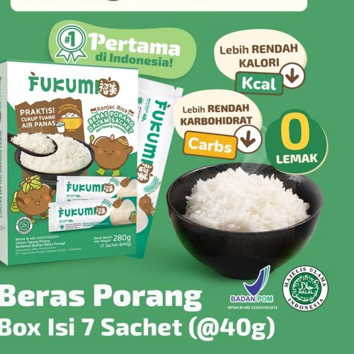 

☉ Fukumi Beras Porang / Konjac Rice - 1 Box Isi 7 Sachet 280gr ☑