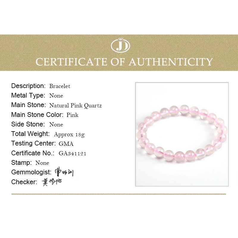 Gelang Natural Rose Quartz