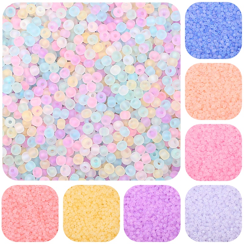 2mm 3mm 4mm Frosting Matte Seedbeads Seragam Putaran Spacer Beads Warna Pelangi Czech Bead Untuk Membuat Perhiasan Anting Kalung DIY