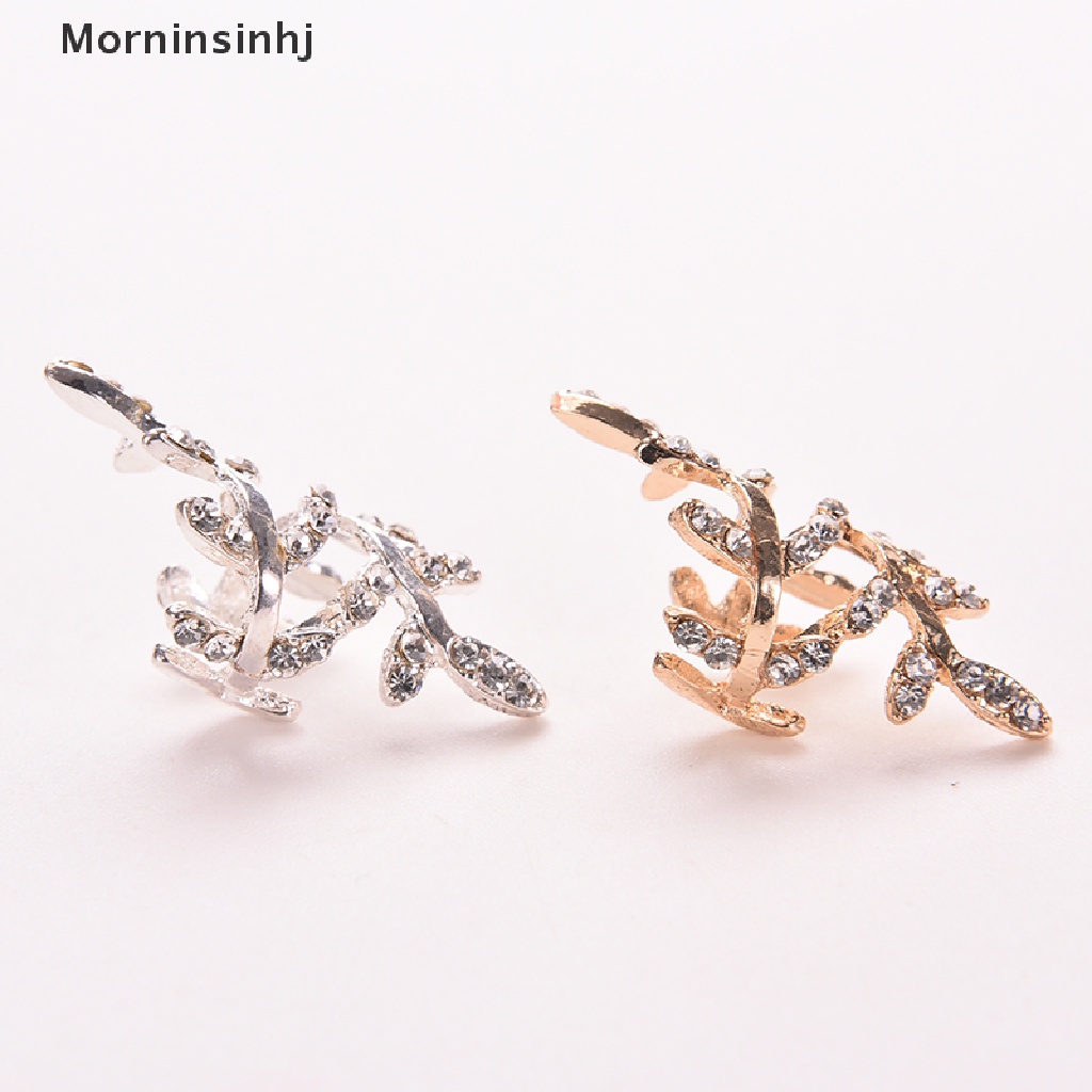 Mornin Wanita Punk Rock Retro Earings Kristal Daun Manset Telinga Warp Klip Telinga Klip Earings id