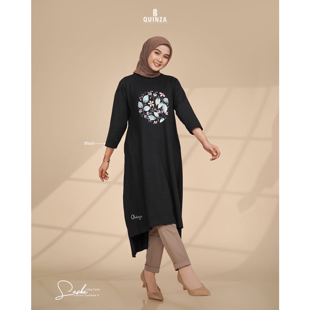 Quinza// Sasha Long Tunic Kaos By Quinza | Long Tunik | Tunik Kaos | Tunik LD 104cm | Tunik Ld 115cm
