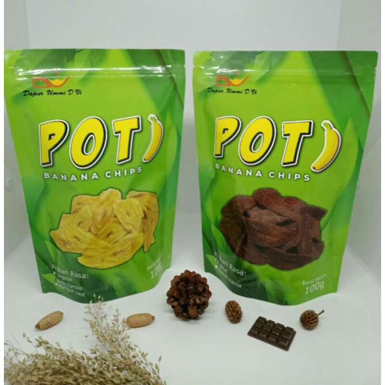 

Keripik Pisang (POTI Banana Chips) - Rasa Coklat (Best Seller) - Berat bersih 100g