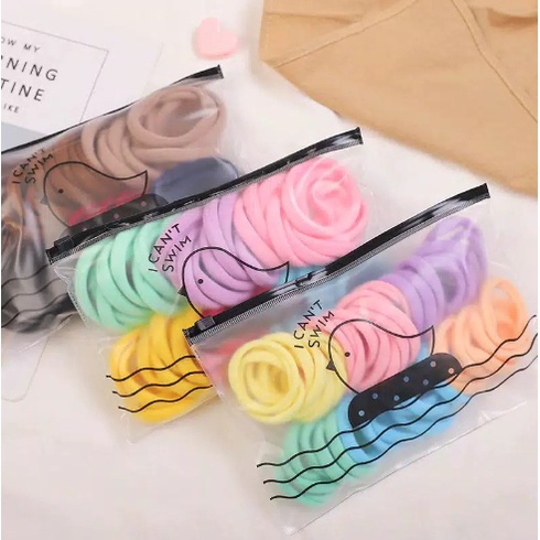 FREE POUCH 40 DAN 20 PCS MEDIUM Ikat Rambut Korea Towel Ring / Kuncir Rambut / Karet Rambut / Pengikat Rambut