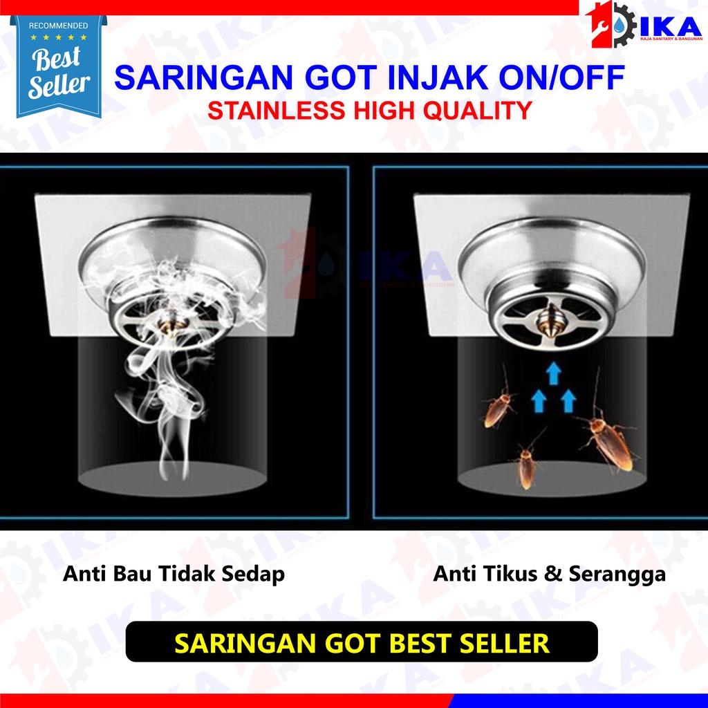 Saringan Got Injak Stainless Hitam Black Silver /Floor Drain Tekan Push Pencet Black Matte Stainless Injak / Saringan Got Injak Air Kamar Mandi l Floor Drain l Stainless