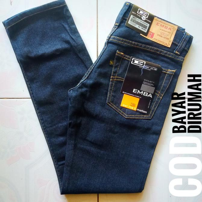 Celana Jeans Pria EMBA Original Standar/Reguler - Navy - Navy, 38 (KODE 6765)