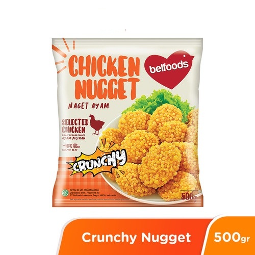 CRISPY NAGET AYAM BELFOODS CRUNCHY NUGGET 500GR HALAL