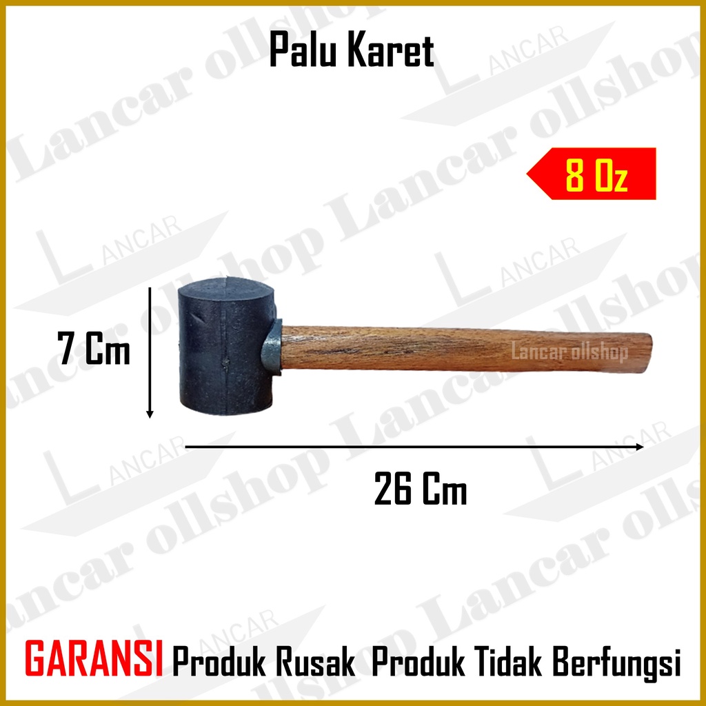 Palu Karet / Palu Keramik / Palu Granit High Quality Gagang Kayu Martil Rubber Hammer Wooden Handle 8 Oz