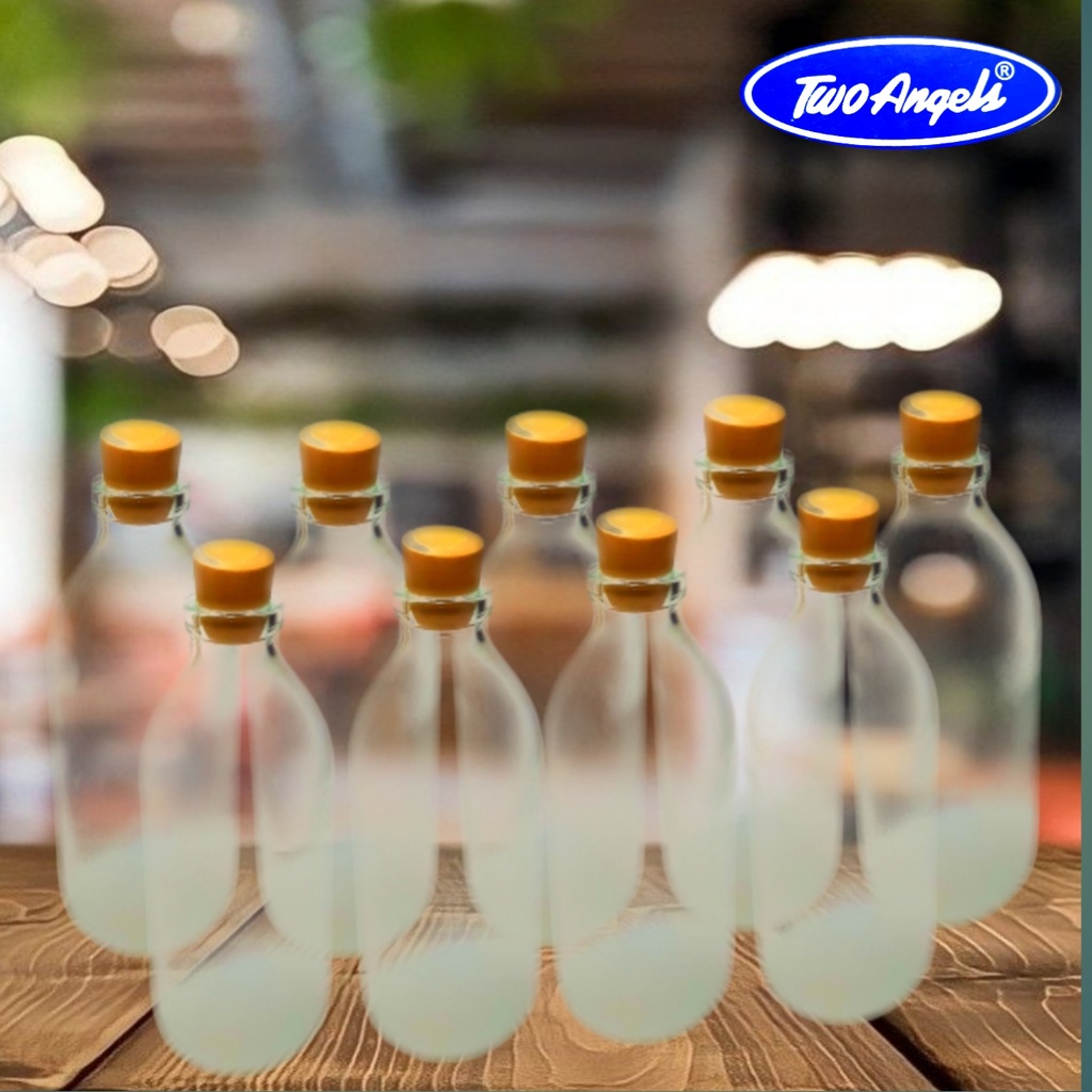 BOTOL ASI KACA 500 ML+ TUTUP KAYU / Botol Souvemir / Vas / Botol dekorasi / BOTOL KACA 500ML TUITUP KAYU