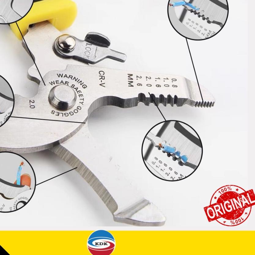 ✽ TANG POTONG KUPAS KABEL KDK MULTIFUNGSI 7" tumpul ✲