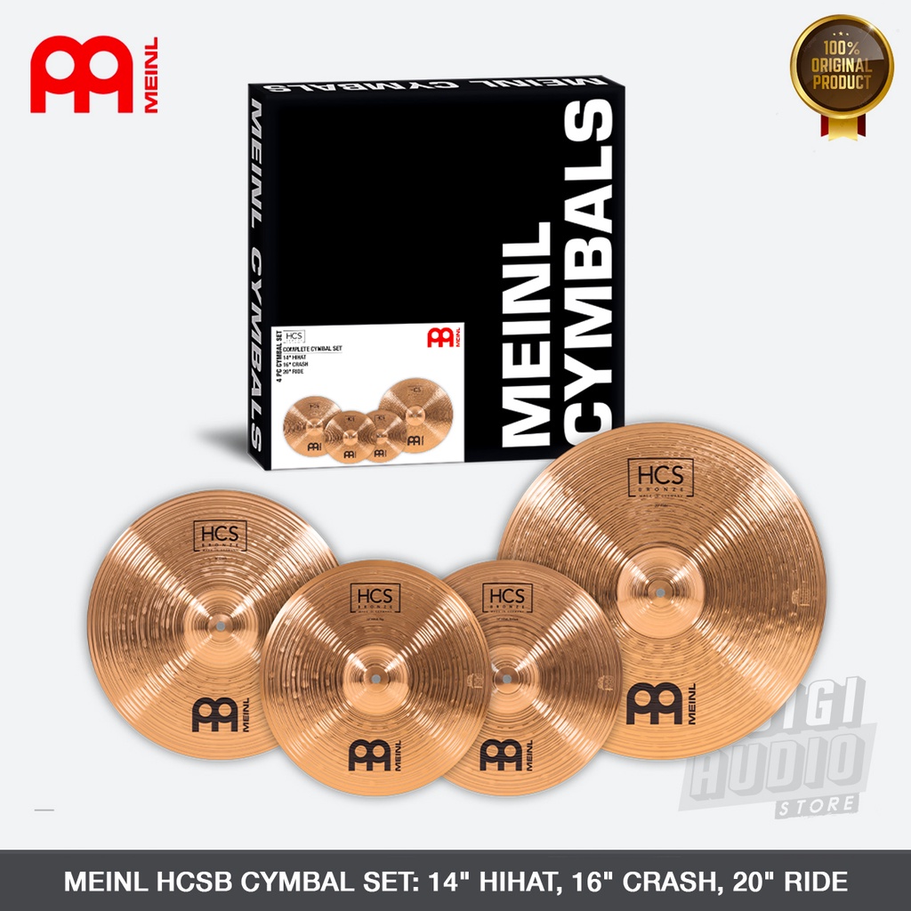Paket Cymbal Drum 14 hihat 16 Crash & 20 inch Ride HCS Bronze - MEINL HCSB141620 - Cymbala Set - Pac