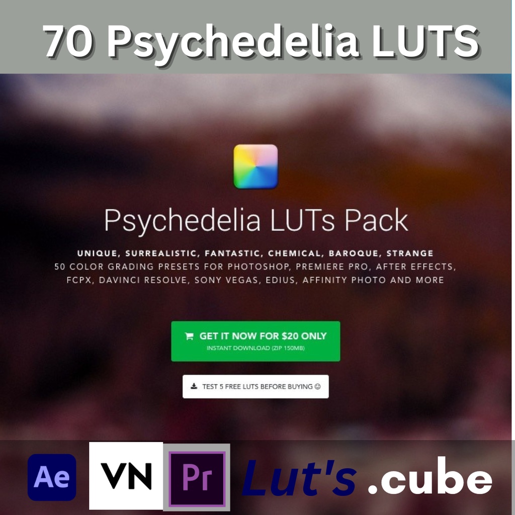 70 Psychedia Luts (Bisa VN/Ae/Pr)