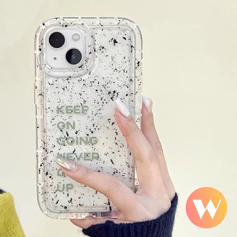 IPHONE Art Speckle Ink Pattern Clear Case Kompatibel Untuk Iphone11 7Plus XR X XS Max7 8 6s 6plus11 13 12 14 Pro Max Transparan Huruf Sederhana Lembut Shockproof Airbag Cover