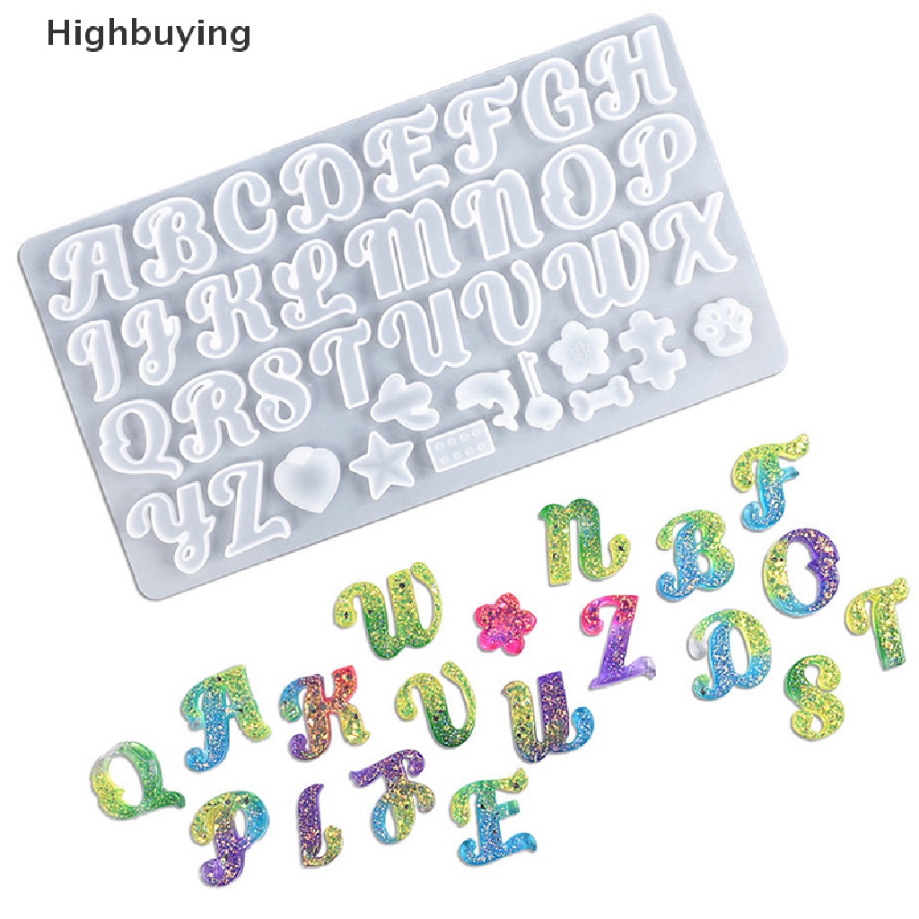 Hbid Cetakan Resin Alfabet Cetakan Silikon Silicone Sign Alphabet Epoxy Casg Mold DIY Letter &amp; Ornament Resin Keychain Molds Glory