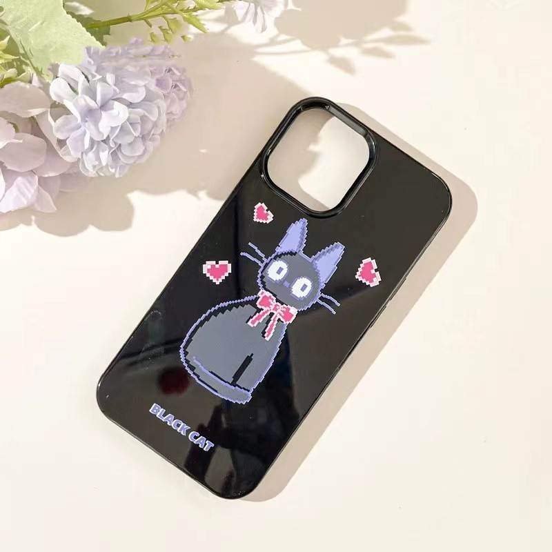 IPHONE Ins Mosaic Cat Cocok Untuk Iphone14 14pro 14plus 13 13mini 13pro 13prm iPhone12 7Plus 8Plus Xr XS 13 12mini Pro Max Empat Sudut Casing Ponsel Tahan Guncangan