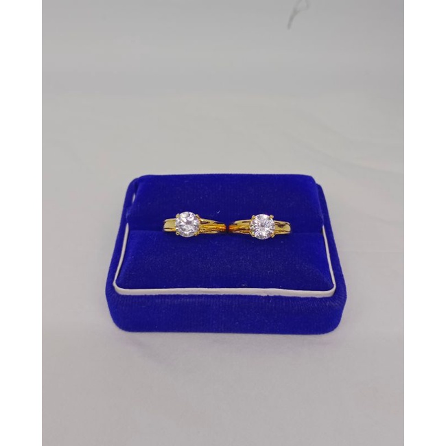 cincin solitaire mata putih/perak asli silver 925 lapis emas/perhiasan fashion wanita terbaru