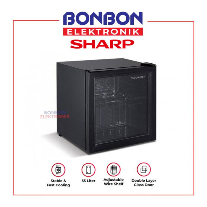 Terlaris Sharp Mini Showcase Display Cooler 55L Sch-50X-Fs / Sch50Xfs / Sch50