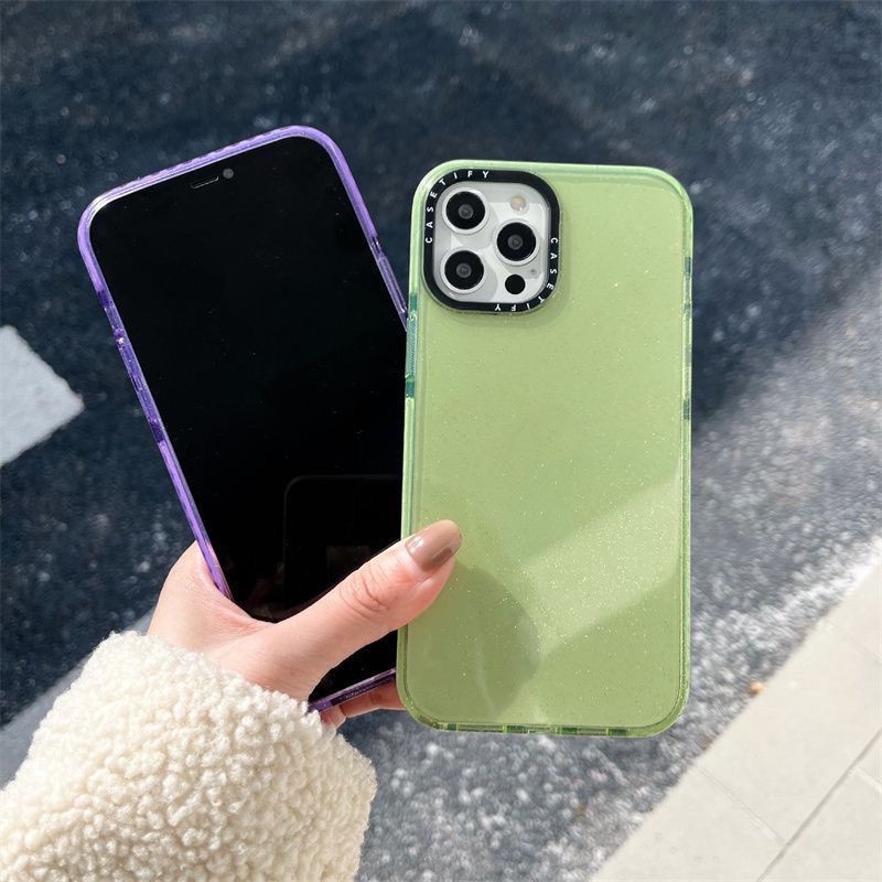 IPHONE Casing Ponsel Transparan Simple Warna Permen Untuk Iphone14 13 12 11 Pro Max14 13pro 78 Plus X XS XR Bening Mengkilap Casing Tahan Guncangan full cover