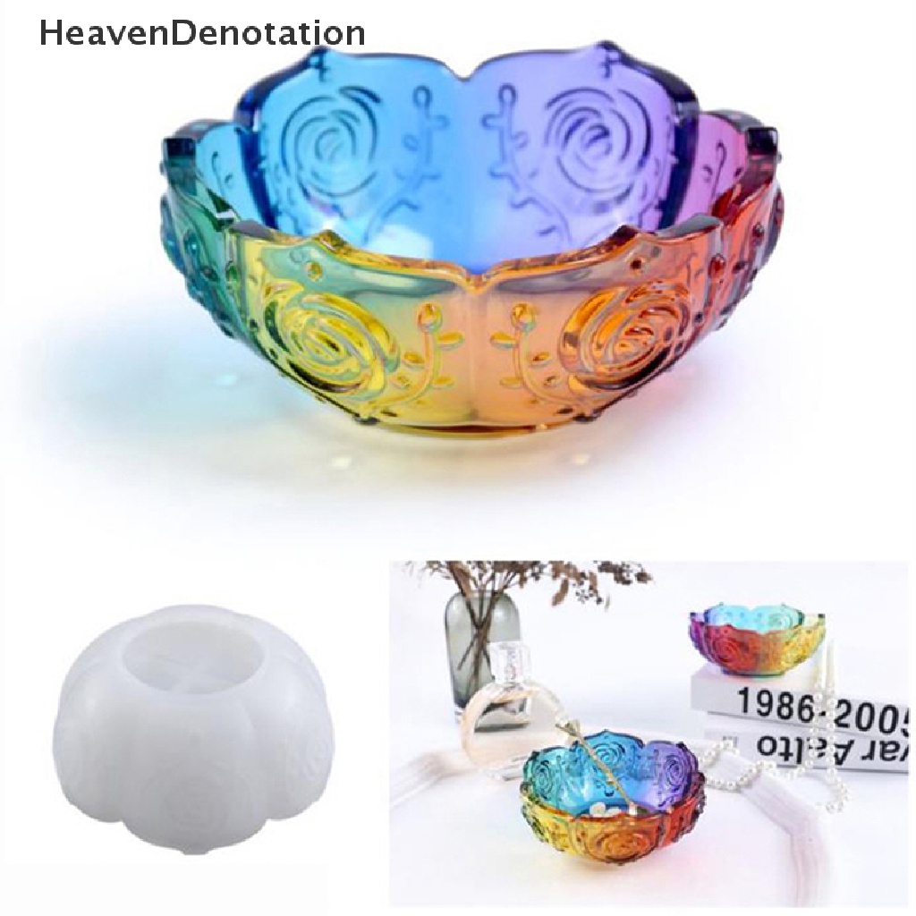 [HeavenDenotation] 1pc Cetakan Mangkuk Penyimpanan Mawar DIY Motif Bunga Storage Bowl Mirror Silicone Mold HDV