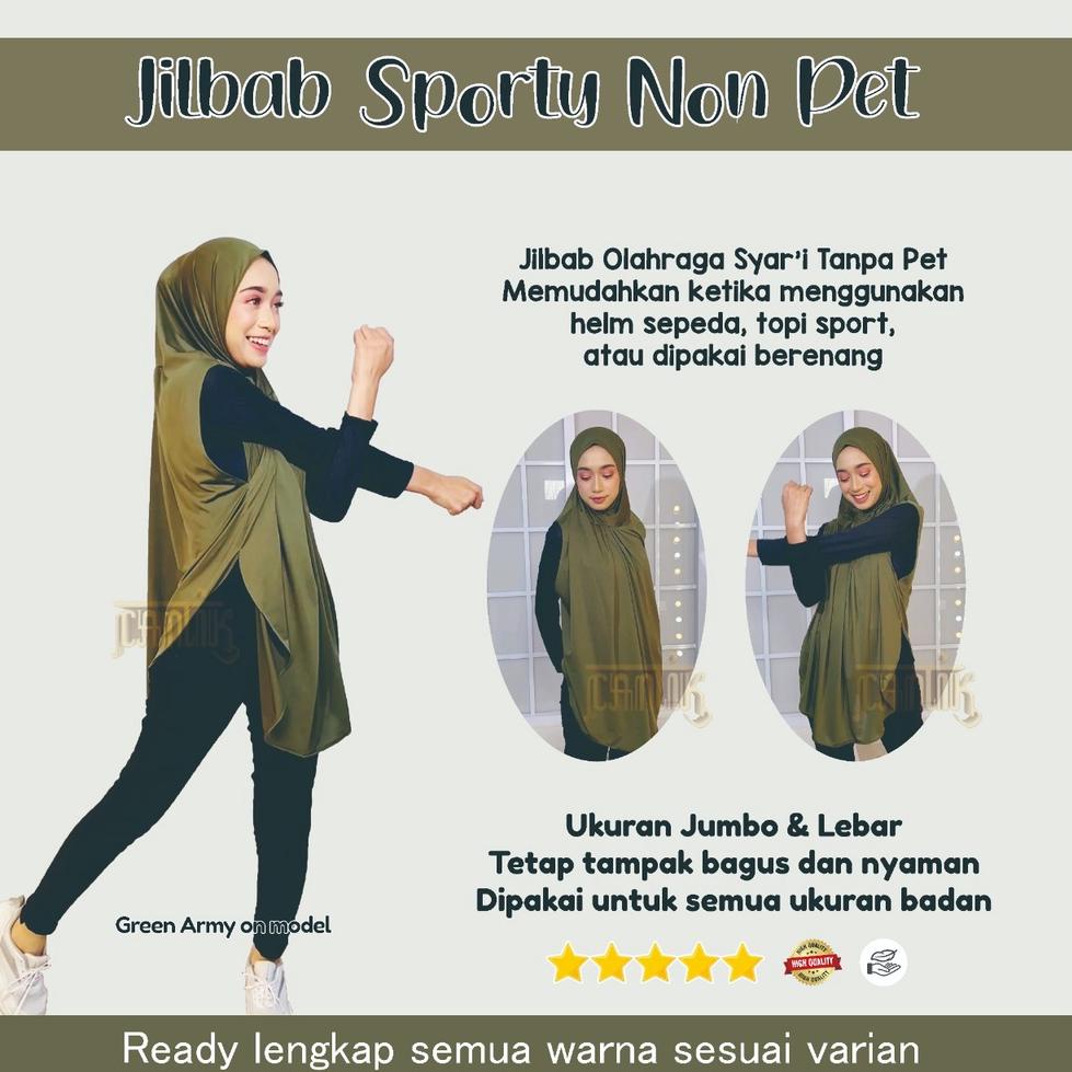 STOK TERBARU Jilbab Sporty Hijab Olahraga Syar'i Jumbo untuk Senam Bersepeda Berenang Jogging Yoga H
