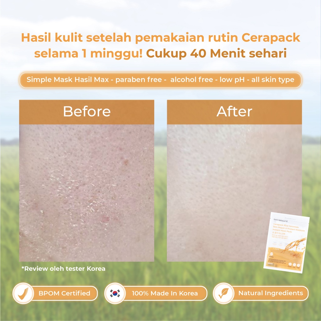 EASYBEAUTE Cerapack Korean Rice Ceramide Sheetmask - Memperbaiki Skin Barrier &amp; Menghidrasi