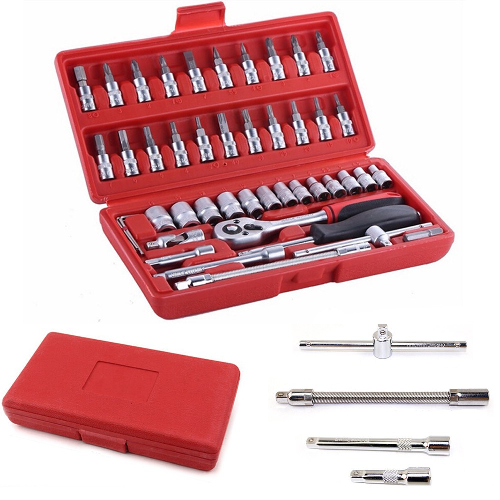 AKN88 - High Quality 46 in 1 Household and Car Auto Repair Tool Ratchet Wrench Set Toolbox