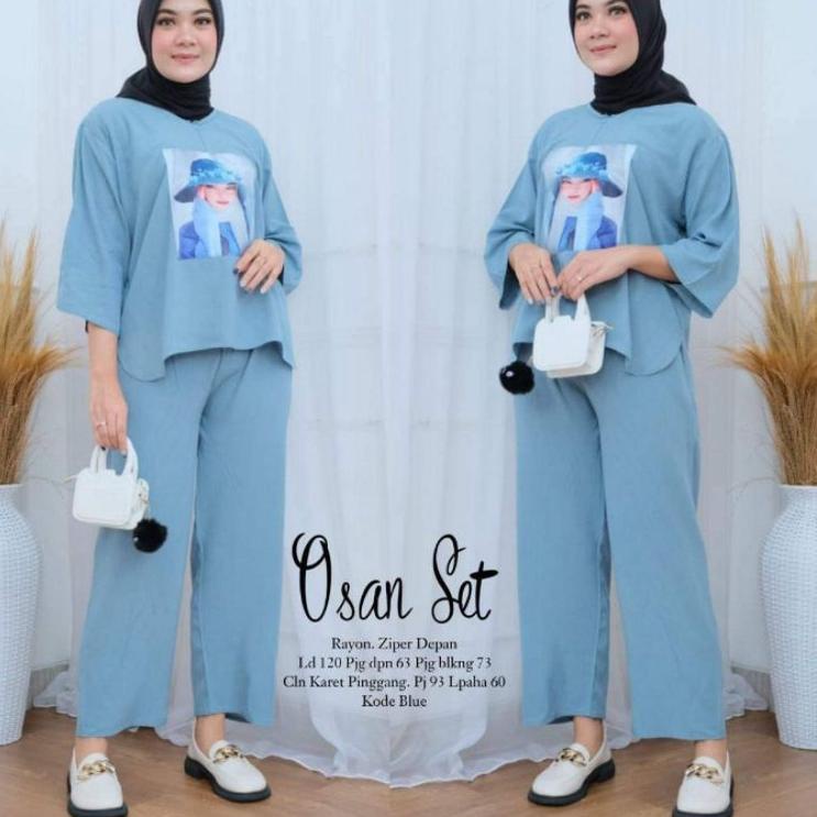 Siap Kirim One Set Crinkle Airflow / Setelan Crinkle Sablon Terbaru