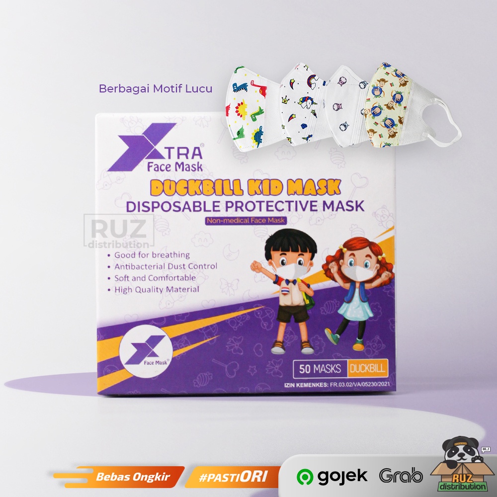 Masker Anak Xtra Face Mask Duckbill Anak Motif Lucu 3ply