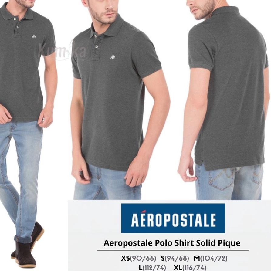 ◘ AEROPOSTALE Kaos Polo Solid Pique Polo T-Shirt Pria ORIGINAL K349 ★