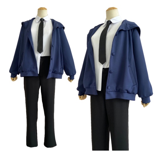 Power Blue Chainsaw Man Jacket Blood Fiend Chi no Majin Cosplay Anime Game Jepang Manga