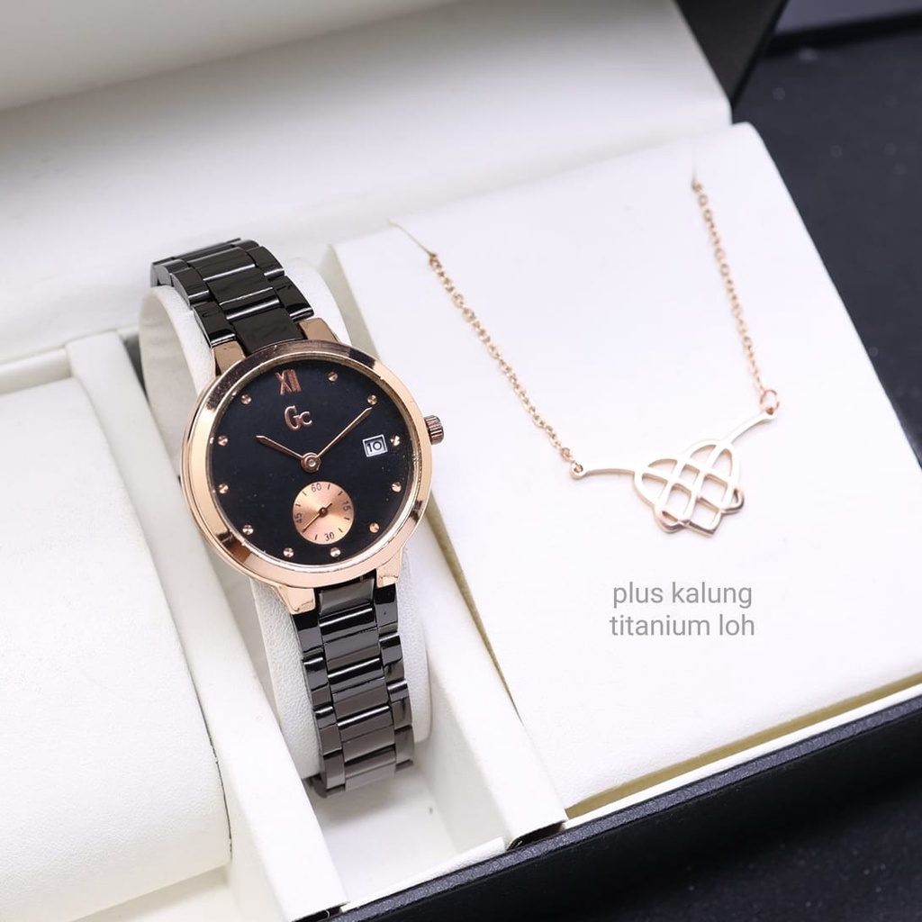 BEST SELLER JAM TANGAN WANITA GUESS COLLECTION FM105 TALI RANTAI DM 3.2CM FREE BOX KALUNG &amp; BATERAI || JAM TANGAN FASHION WANITA JAM TANGAN CEWEK MURAH