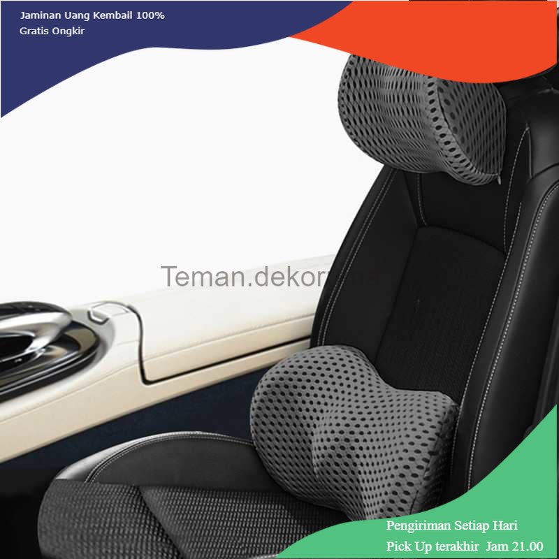 TD - TRV CTCar Bantal Leher Punggung Mobil Memory Foam Neck Lumbar Support - CT6
