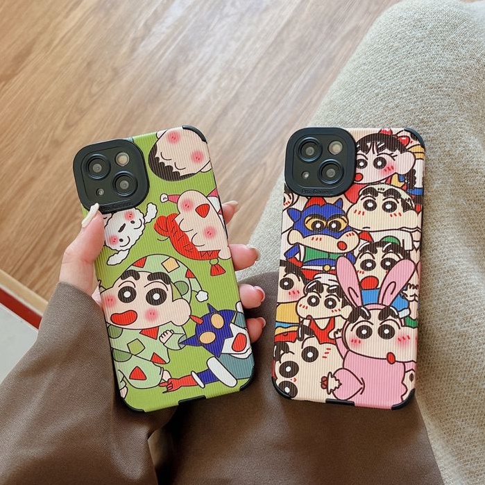 IPHONE Kartun Lucu Crayon Shin-chan Soft Case HP iP Iphone7 8 14+Plus SE 2020 X XS XR 11 12 13 14 Pro Max Cewek Casing Apple