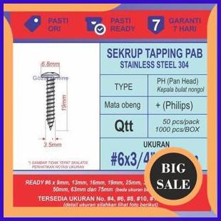 perkakas Sekrup stainless PAB no. 6 x19mm - ST 3.5 x 3-4in - Tapping screw - 50pcs 1F3BZ3