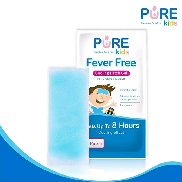 KOOLFEVER Kool fever Kompres Penurun Demam Cooling Patch Bayi Anak Dewasa / PUREKIDS Pure Kids Fever Free 1 Patch (1 Lembar) / 1 Box (4 Lembar)  - Plester Penurun Panas