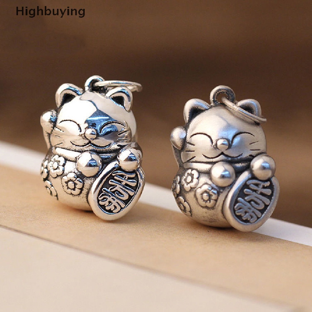 Hbid Vintage Titanium Silver Matte Fortune Cat Ch Kualitas Tinggi Fancy Ornamen Liontin DIY Membuat Perhiasan Kalung Good Luck Kucing Pendant Glory