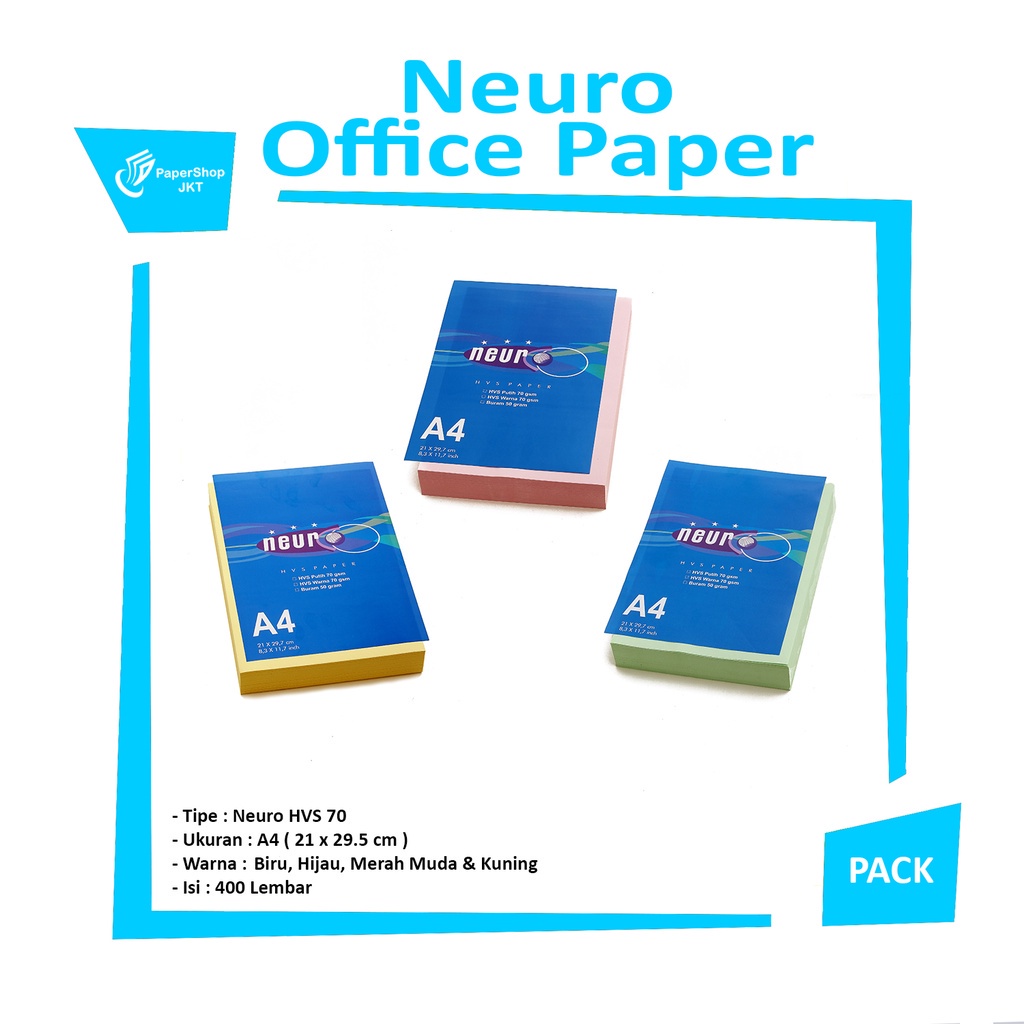 

NEURO - Kertas HVS Warna Warni A4 dan F4 70gsm