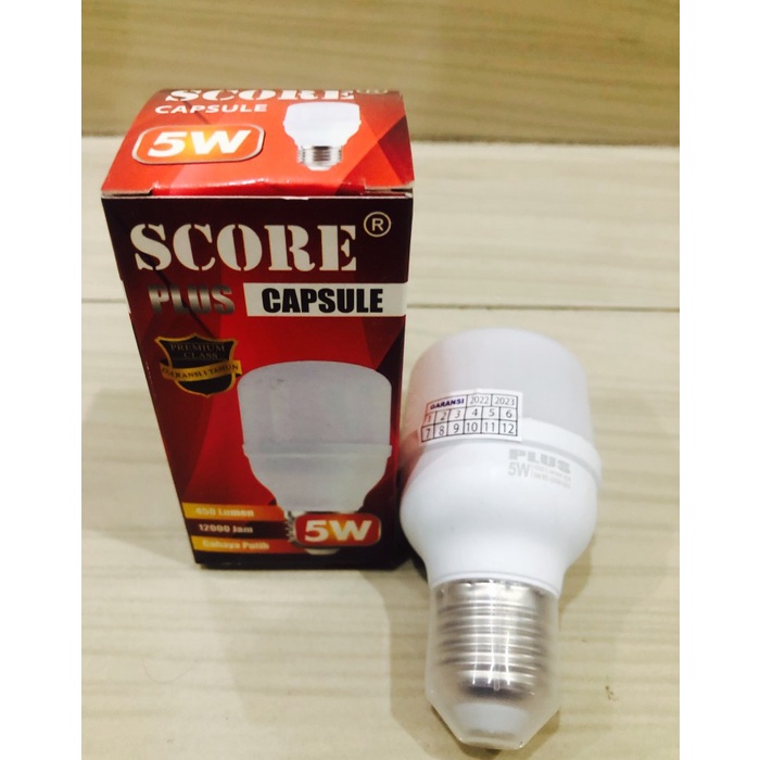 Lampu Led SCORE PLUS 5W Putih Capsule 5 Watt Cahaya Putih Terang Awet T Bulb Kapsul Premium Quality Kualitas Terjamin Terlaris Sinar Cerah Lumen Tinggi