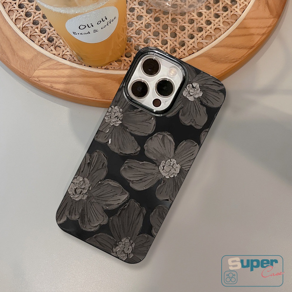 Glossy Soft Tpu Case Kompatibel Untuk IPhone 7Plus XR 11 7Plus 12 13 14 Pro Max 7 8 14 Plus X XS Max SE 2020 Retro Lukisan Minyak Bunga Halus Ponsel Penutup Belakang