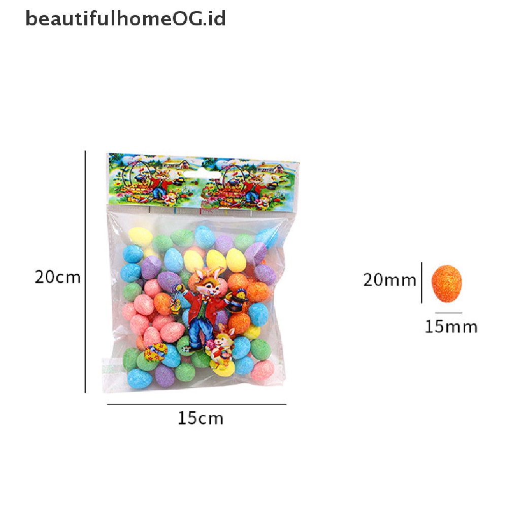 // Beautifulhomeog.id// 80pcs/bag Glitter Telur Paskah Busa Warna-Warni Burung Merpati Telur DIY Craft Hadiah **