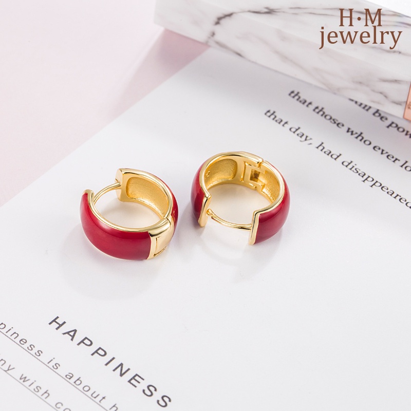 Retro Drip Glazed Ear Clip Light Desain Mewah Sense Earrings2023Anting Baru