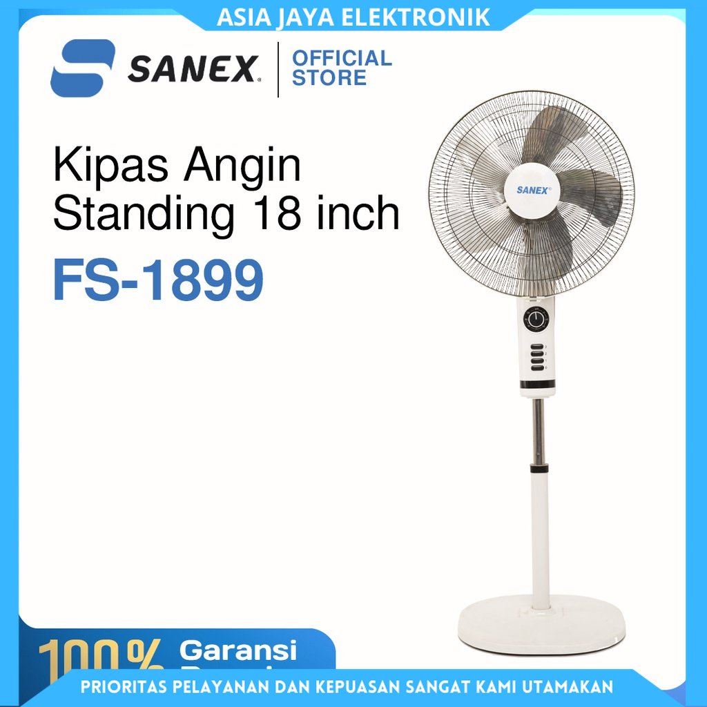 SANEX 18 inch Kipas Angin Berdiri FS-1899 Baling Baling Besi