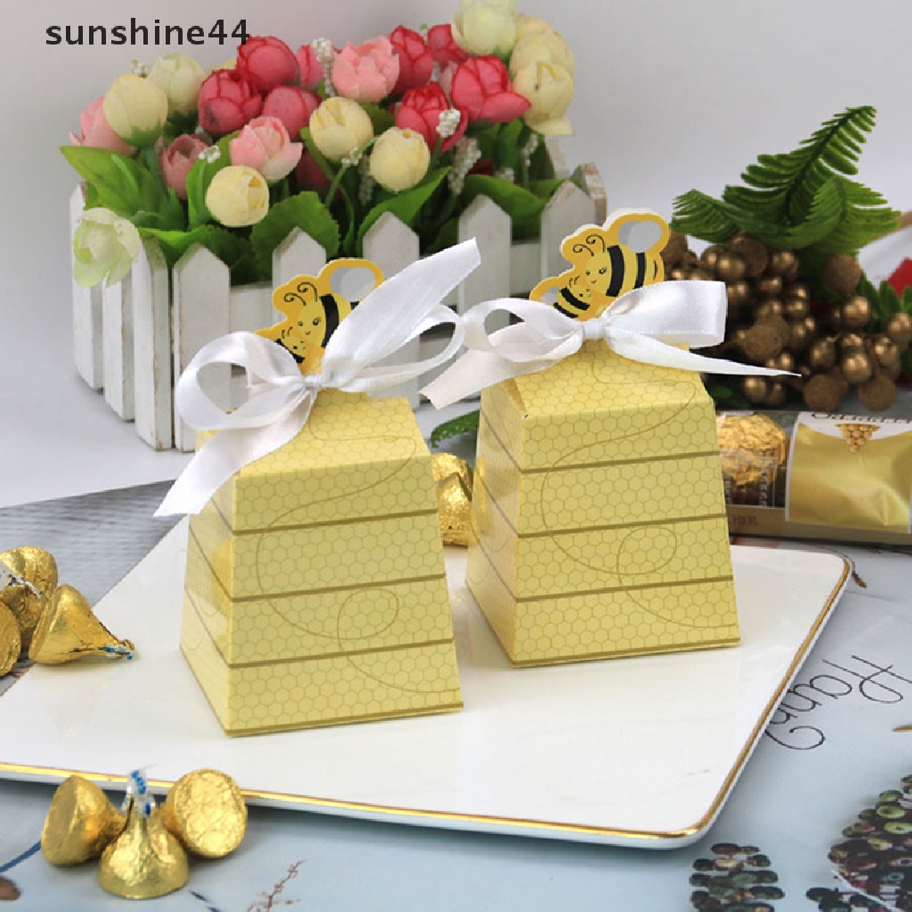 Sunshine 10Pcs Kreatif Trapesium Lebah Favor Box Kotak Permen Kertas Baby Shower Gift Box ID