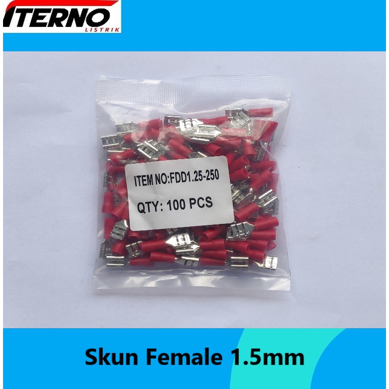 Skun Kabel Insulated Female Disconnects 1.5mm FDD 1.25-250 Merah